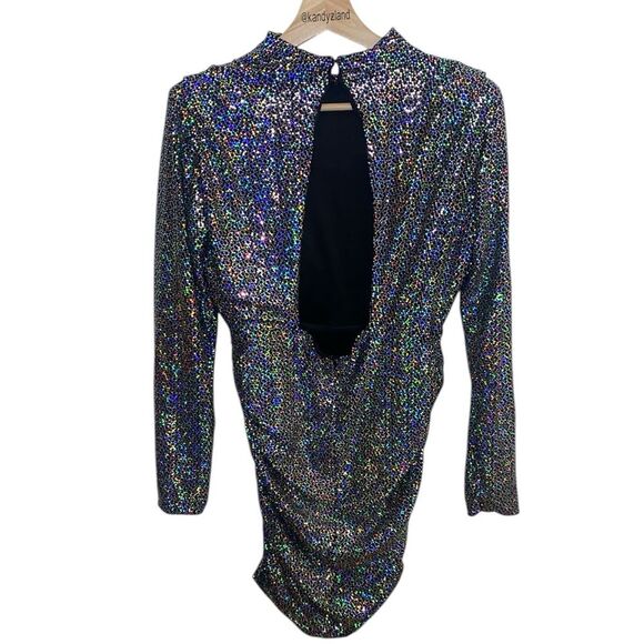 ALEXIA ADMOR Rainbow Sequin Long Sleeve Open Back Dress - Picture 5 of 8
